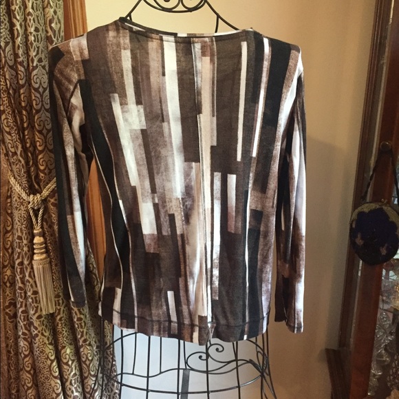 Simply Vera wang long sleeve brown & cream top - Picture 4 of 6
